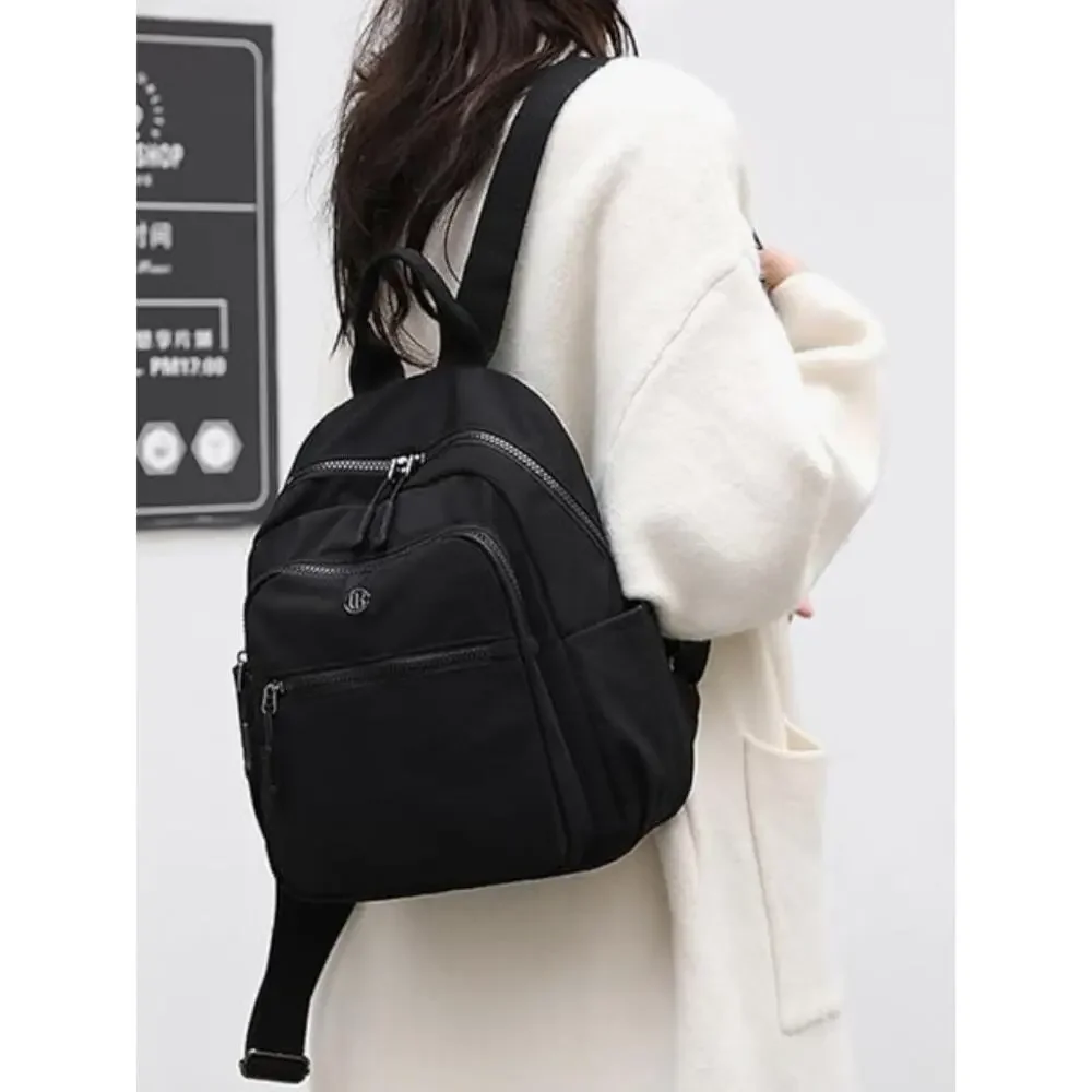 Mini Lightweight Waterproof Nylon Women Backpack Purse with Multi-Pockets- Camel